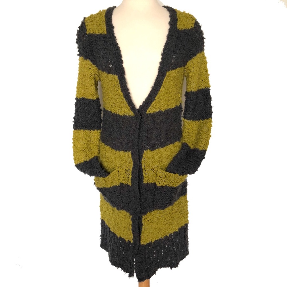 FREE PEOPLE Striped Snap Button Cardigan Sweater
